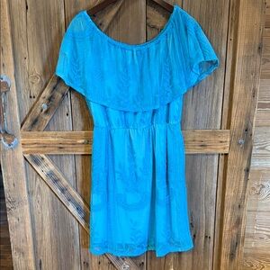 L&B Teal Off-Shoulder Dress
